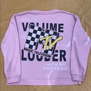 MTV Pink Crewneck with Logo and Sleeve Print